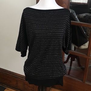 Black Sparkle Boatneck Women's Medium Top